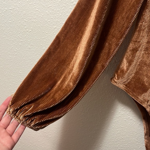 NWOT Hayden Brown Velvet Long Sleeve Bodysuit - Picture 3 of 5